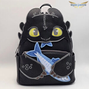 Loungefly DreamWorks How to Train Your Dragon Toothless & Fish Mini Backpack New